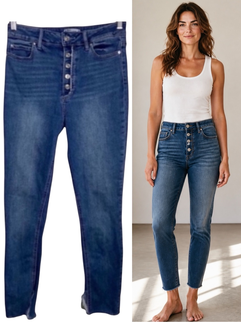 PAIGE Margot Skinny Jeans Size 29 Button Fly Raw Hem Medium Wash
